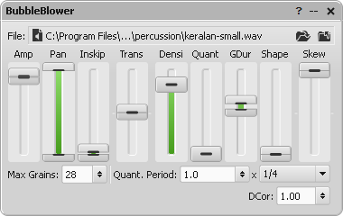 BubbleBlower parameter editor window