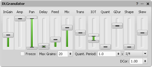 DLGranulator parameter editor window