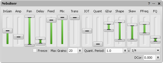 Nebuliser parameter editor window